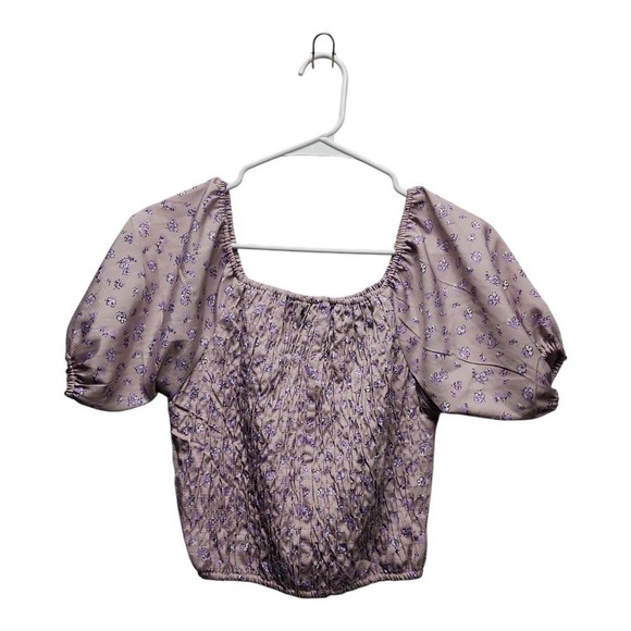 Stylehouse Off-Shoulder Puff Sleeve Blouse Size S Pink Floral Cottagecore - Picture 1 of 8